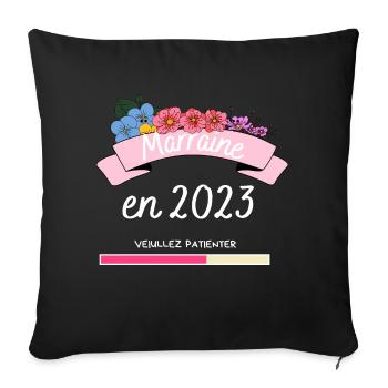 Marraine En 2023 Pour Futur Marraine Maman Baptême - Sofa pillowcase 17,3'' x 17,3'' (45 x 45 cm) - black - Front