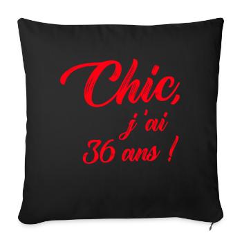 anniversaire chic j'ai 36 ans ! rouge - Housse de coussin décorative 45 x 45 cm - noir - Devant