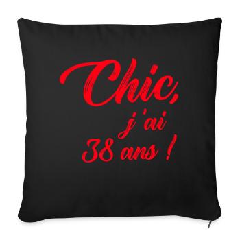 anniversaire chic j'ai 38 ans ! rouge - Housse de coussin décorative 45 x 45 cm - noir - Devant