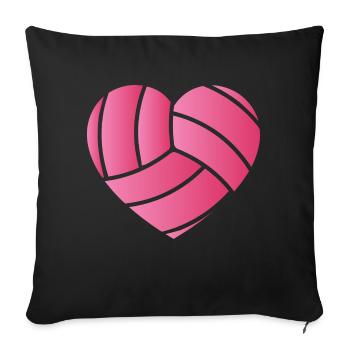 ballon de volleyball rose coeur Design pour un volley-ball - Housse de coussin décorative 45 x 45 cm - noir - Devant