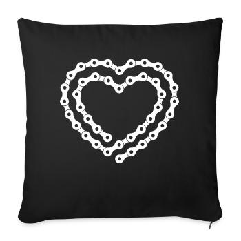 bicycle chain heart Design for a bicycle fan - Sofa pillowcase 17,3'' x 17,3'' (45 x 45 cm) - black - Front