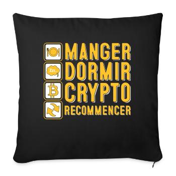 Manger, dormir, crypto, recommencer | Crypto - Housse de coussin décorative 45 x 45 cm - noir - Devant