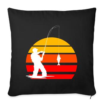 Pêche Pêche Pêcheur Petri Heil Carpe Pêche - Housse de coussin décorative 45 x 45 cm - noir - Devant