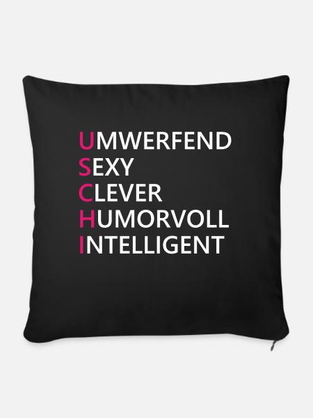 Uschi Name Geschenk - Sofakissenbezug 45 x 45 cm - Schwarz