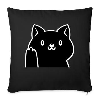 Chat noir adorable - Housse de coussin décorative 45 x 45 cm - noir - Devant