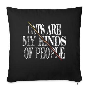 animal testing big cat cat owner happy nature - Sofa pillowcase 17,3'' x 17,3'' (45 x 45 cm) - black - Front