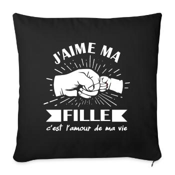 J'aime ma fille c'est l'amour de ma vie t-shirt - Housse de coussin décorative 45 x 45 cm - noir - Devant