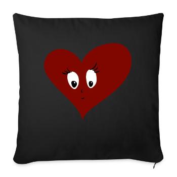 Heart - cute - sensitive - sad - Sofa pillowcase 17,3'' x 17,3'' (45 x 45 cm) - black - Front