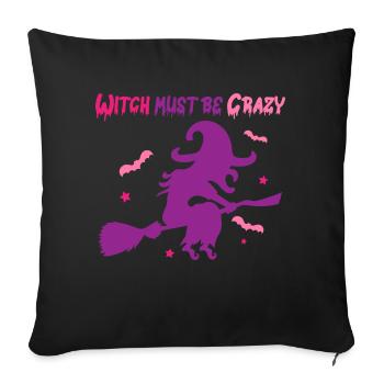 Halloween Crazy Witch Flies on Brooms - Sofa pillowcase 17,3'' x 17,3'' (45 x 45 cm) - black - Front