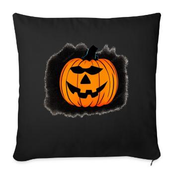 Halloween Spooky Lanterne de citrouille 13 - Housse de coussin décorative 45 x 45 cm - noir - Devant