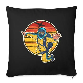 Logo du saut du parachutiste Sunrise - Housse de coussin décorative 45 x 45 cm - noir - Devant