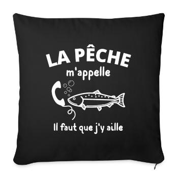 pêche, pêcheur, fan de pêche - Housse de coussin décorative 45 x 45 cm - noir - Devant