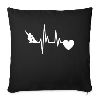Slogan snowboard sports d’hiver snowboarders - Housse de coussin décorative 45 x 45 cm - noir - Devant