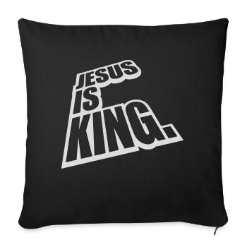 Citation de Jésus est roi - Housse de coussin décorative 45 x 45 cm - noir - Devant