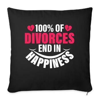 100% of divorces end in happiness divorcee men wo - Sofa pillowcase 17,3'' x 17,3'' (45 x 45 cm) - black - Front