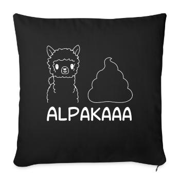 Alpaga Lama Kaka drôle de dicton - Housse de coussin décorative 45 x 45 cm - noir - Devant