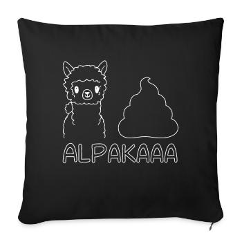 Alpaga Lama Kaka drôle de dicton - Housse de coussin décorative 45 x 45 cm - noir - Devant