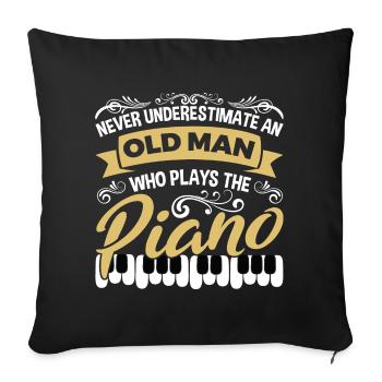 Old Pianist - Sofa pillowcase 17,3'' x 17,3'' (45 x 45 cm) - black - Front