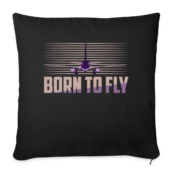 Born To Fly Aviation Pilot Airline - Housse de coussin décorative 45 x 45 cm - noir - Devant