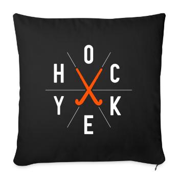 Hockey Spieler Hockeyschläger Grafik Feldhockey - Sofakissenbezug 45 x 45 cm - Schwarz - Vorne