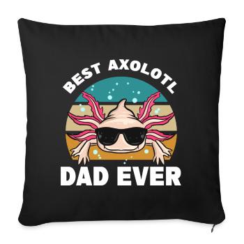 Axolotl Papa | Idées cadeaux amphibiens à queue de pet - Housse de coussin décorative 45 x 45 cm - noir - Devant