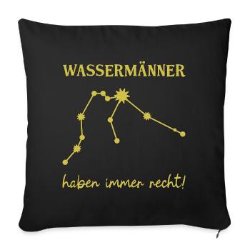 Wassermann Wassermänner Sternzeichen Geschenk - Sofakissenbezug 45 x 45 cm - Schwarz - Vorne