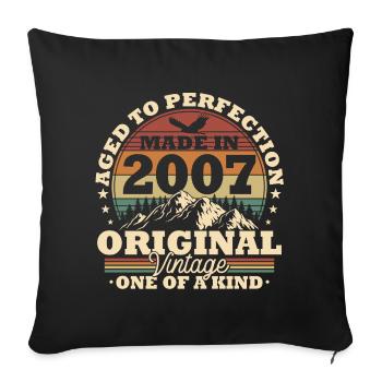 Cadeau d’anniversaire vintage original 2007 - Housse de coussin décorative 45 x 45 cm - noir - Devant