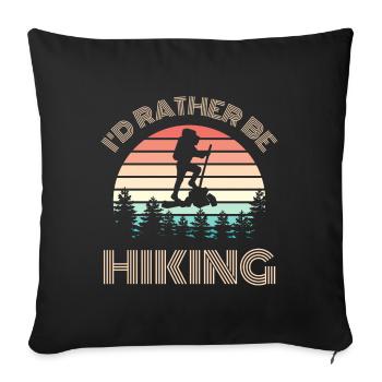 Je préfère faire de la randonnée Randonnée Dire rétro soleil - Housse de coussin décorative 45 x 45 cm - noir - Devant