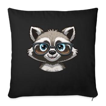 Mignon raton laveur mignon avec des lunettes - Housse de coussin décorative 45 x 45 cm - noir - Devant