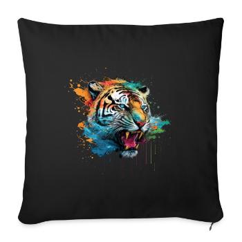 Tiger Splash Grunge Colorful Animal Predator Art - Housse de coussin décorative 45 x 45 cm - noir - Devant