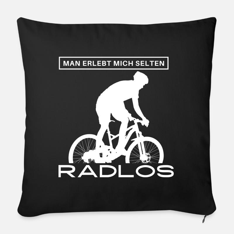 Man erlebt mich selten RADLOS - Sofakissenbezug 45 x 45 cm - Schwarz