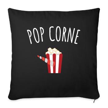 pop corne - Housse de coussin décorative 45 x 45 cm - noir - Devant