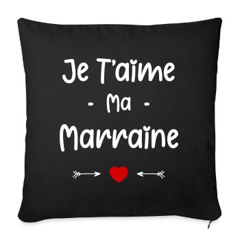 Je t'aime ma Marraine - Housse de coussin décorative 45 x 45 cm - noir - Devant