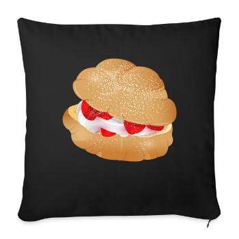 Cream puff stuffed with cream and strawberries - Sofa pillowcase 17,3'' x 17,3'' (45 x 45 cm) - black - Front