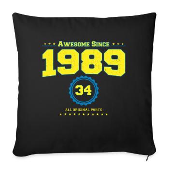 Awesome 1989 Chemise pour Homme Femmes 34 ans 34ème - Housse de coussin décorative 45 x 45 cm - noir - Devant