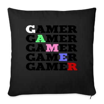 Gamer colorée et noir - Housse de coussin décorative 45 x 45 cm - noir - Devant