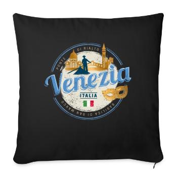 Venise Gondoliere Italie Carnaval Vintage - Housse de coussin décorative 45 x 45 cm - noir - Devant
