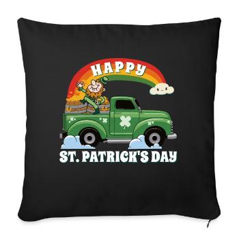 Vintage Green Truck Shamrocks Saint-Patrick - Housse de coussin décorative 45 x 45 cm - noir - Devant