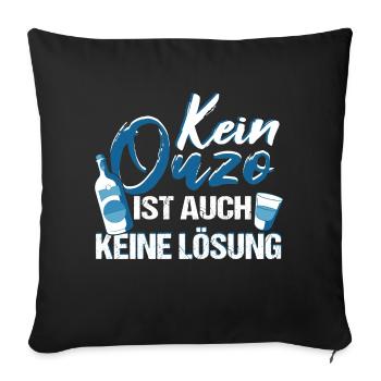 Ouzo Griechischer Schnaps - Sofakissenbezug 45 x 45 cm - Schwarz - Vorne