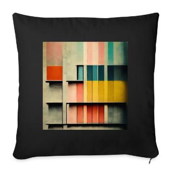 Bauhaus - Pastellfarbene Architekturillustration - Sofakissenbezug 45 x 45 cm - Schwarz - Vorne