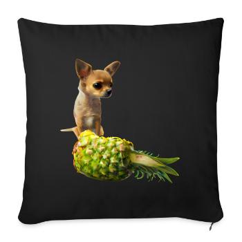 Chihuahua à l’ananas - Housse de coussin décorative 45 x 45 cm - noir - Devant