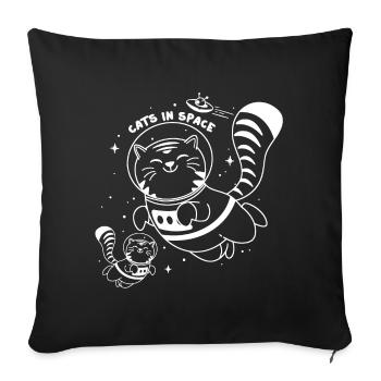 Cats In Space - Katze Astronaut süß lustig Print - Sofakissenbezug 45 x 45 cm - Schwarz - Vorne