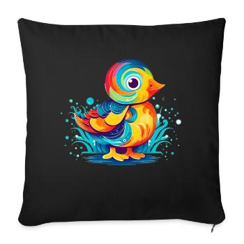 Colorful minimalist duck perfect as a gift - Sofa pillowcase 17,3'' x 17,3'' (45 x 45 cm) - black - Front