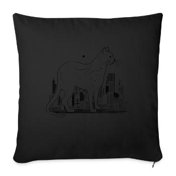 Cat Big City Black & White Gift - Sofa pillowcase 17,3'' x 17,3'' (45 x 45 cm) - black - Front