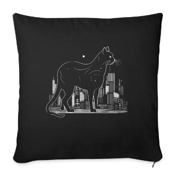 Cat Big City White Gift - Sofa pillowcase 17,3'' x 17,3'' (45 x 45 cm) - black - Front