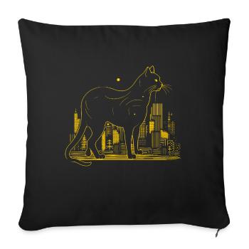 Katze Großstadt gelb Geschenk - Sofakissenbezug 45 x 45 cm - Schwarz - Vorne