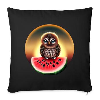 Owl on watermelon in sunset - Sofa pillowcase 17,3'' x 17,3'' (45 x 45 cm) - black - Front