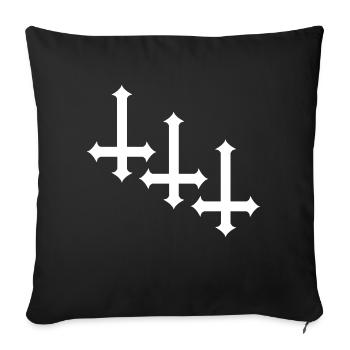 Croix gothique à l’envers - Housse de coussin décorative 45 x 45 cm - noir - Devant