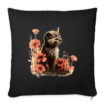 Katze Katzenliebhaber Katzenhalter Geschenkidee - Sofakissenbezug 45 x 45 cm - Schwarz - Vorne
