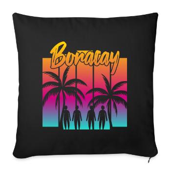 Familien Sonnenuntergang in Boracay - Sofakissenbezug 45 x 45 cm - Schwarz - Vorne